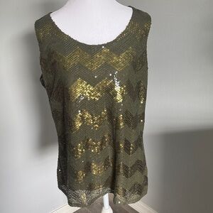Coldwater Creek Olive Sequin Tank Top
